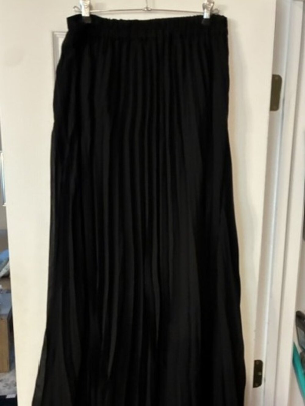 Women's Black Pleated Chiffon Lined Maxi Full Skirt Size XL Witchy Fairy Dressy